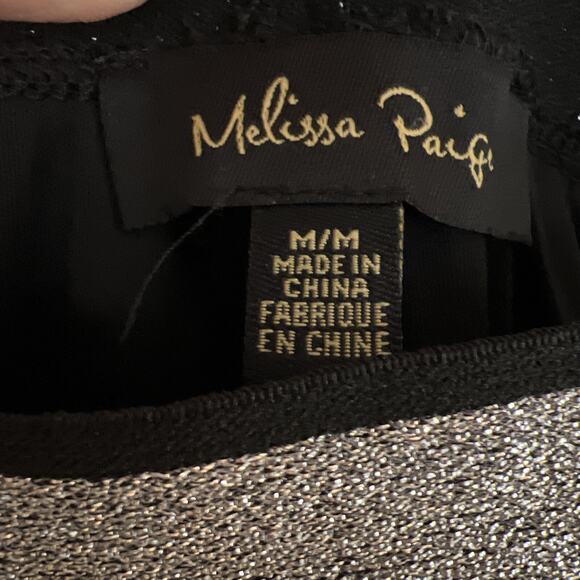 Melissa Paige Wide Leg Pants Pull On Black Silver Womens Medium Glitter Sparkle - Picture 8 of 16